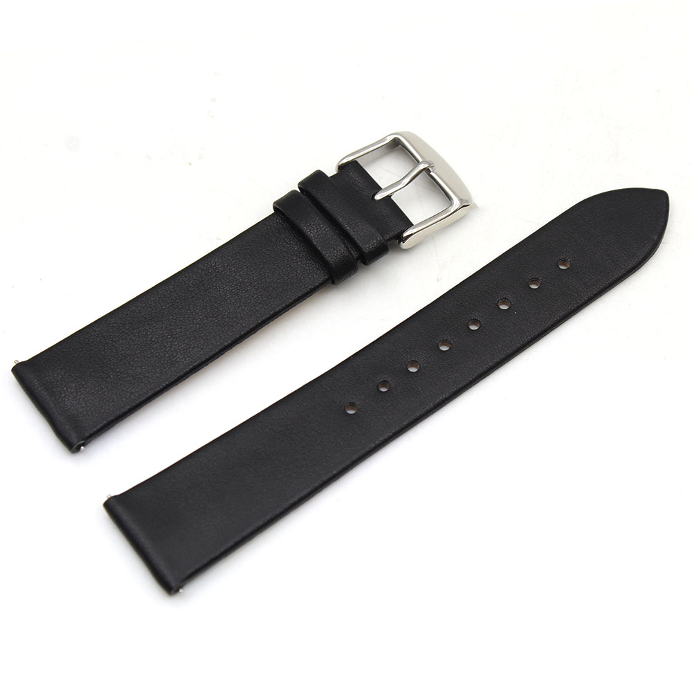 high quality leather watch strap with steel buckle